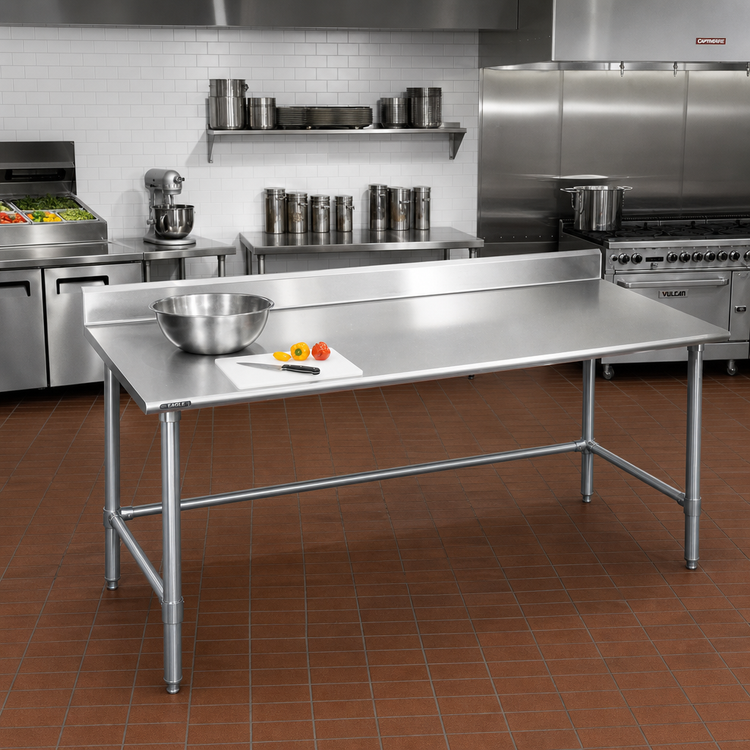 Product image #2 for Eagle Spec-Master 120" x 36" Stainless Steel Work Table with 4-1/2" Backsplash and Galvanized Open Base