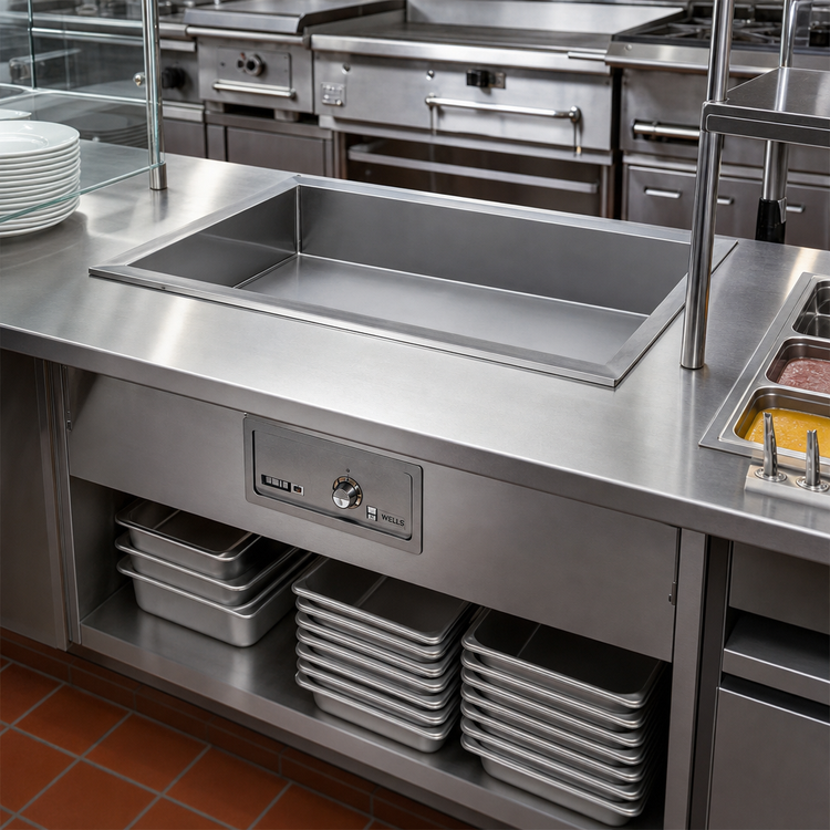 Product image #2 for Wells HT-500AF Built-In Electric Bain-Marie Hot Well with Automatic Water Fill, 5 Full-Size Pan Capacity
