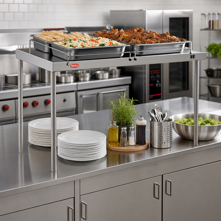 Product image #2 for Hatco Glo-Ray® Free-Standing Heated Shelf, 72" W x 17-1/2" D, Stainless Steel Top