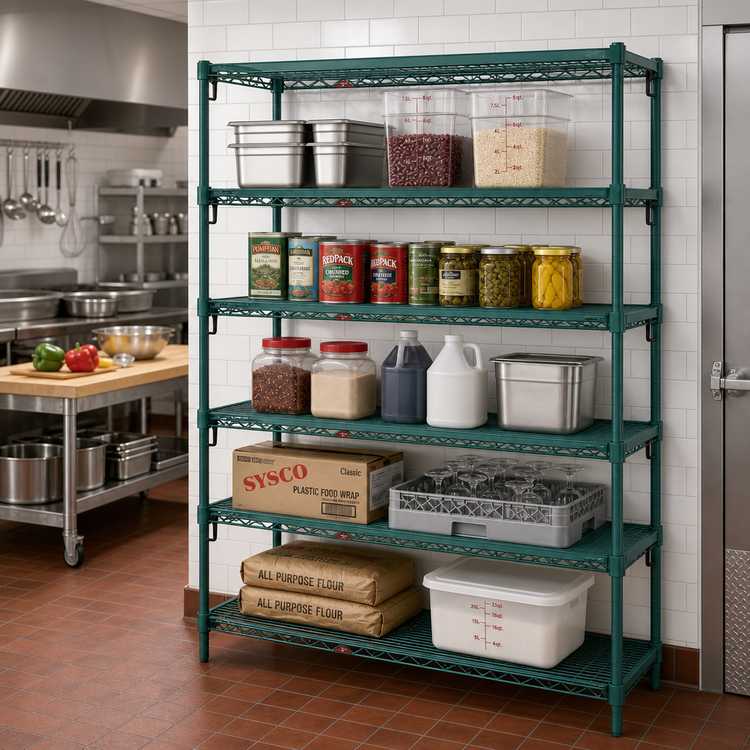 Product image #3 for Metro Super Erecta Super Adjustable Add-On Wire Shelving Unit, 48"W x 24"D x 74"H, 5 Shelves, Metroseal 3 Green Epoxy-Coated