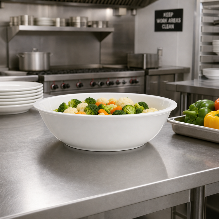 Product image #3 for Epicure 32 oz Round Melamine Vegetable Bowl, 8-1/4 Inch, White