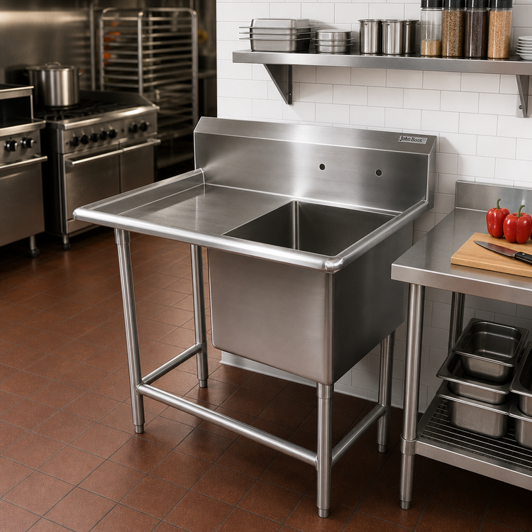 Product image #2 for John Boos Pro-Bowl 1-Compartment Stainless Steel Sink with 24-Inch Left Drainboard