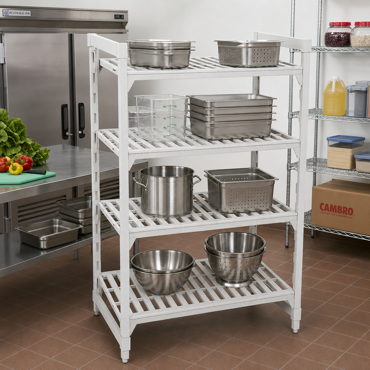 Product image #3 for Cambro Camshelving Premium 4-Shelf Vented Stationary Starter Shelving Unit, 18 x 60 x 64 Inches