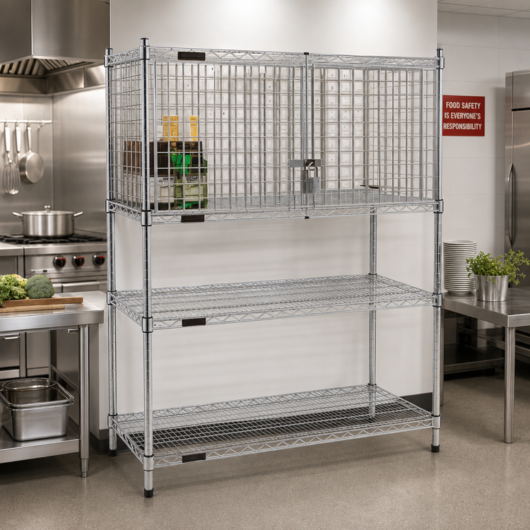 Product image #2 for Chrome Security Enclosure Kit for 60"W x 18"D Wire Shelving with Hinged Doors