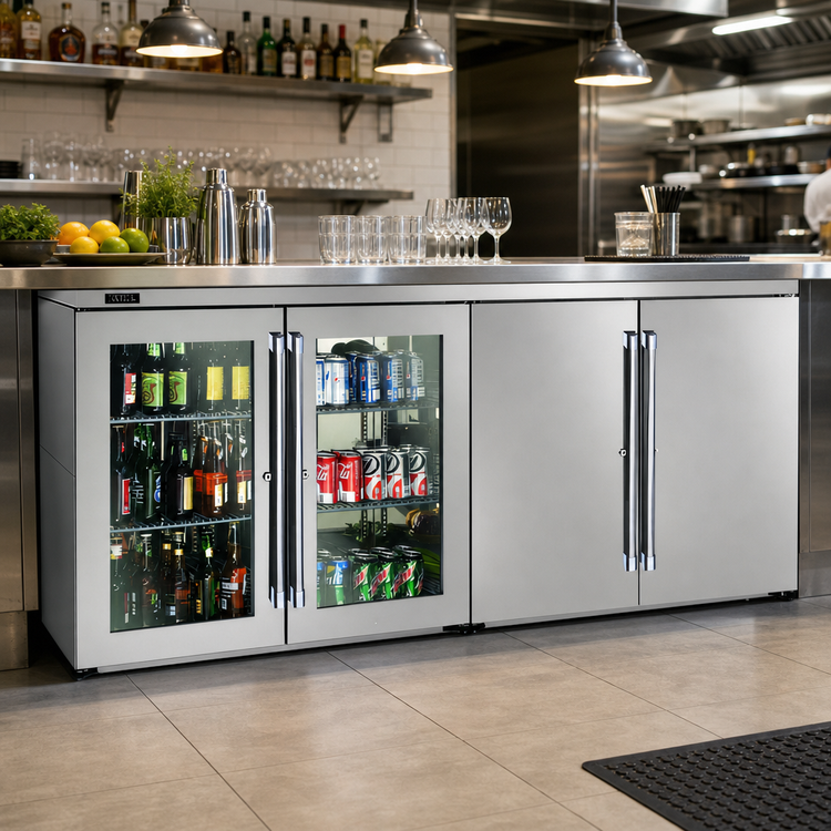 Product image #3 for 80-Inch Remote Narrow Door Four-Door Back Bar Refrigerator Cabinet