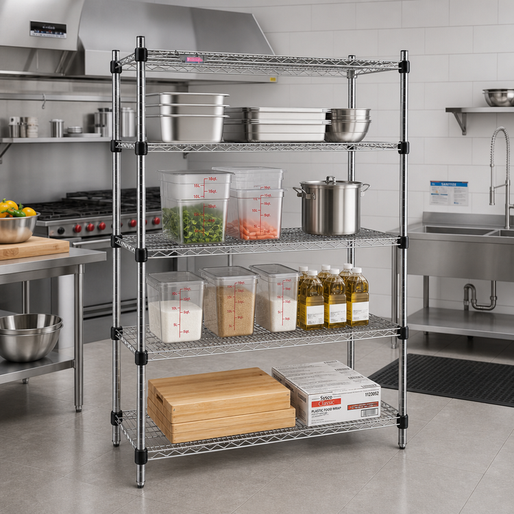 Product image #2 for Add-A-Shelf 4-Tier Wire Shelving Starter Unit with QuadTruss Design, 48 x 24 x 63 Inches, Chrome Finish