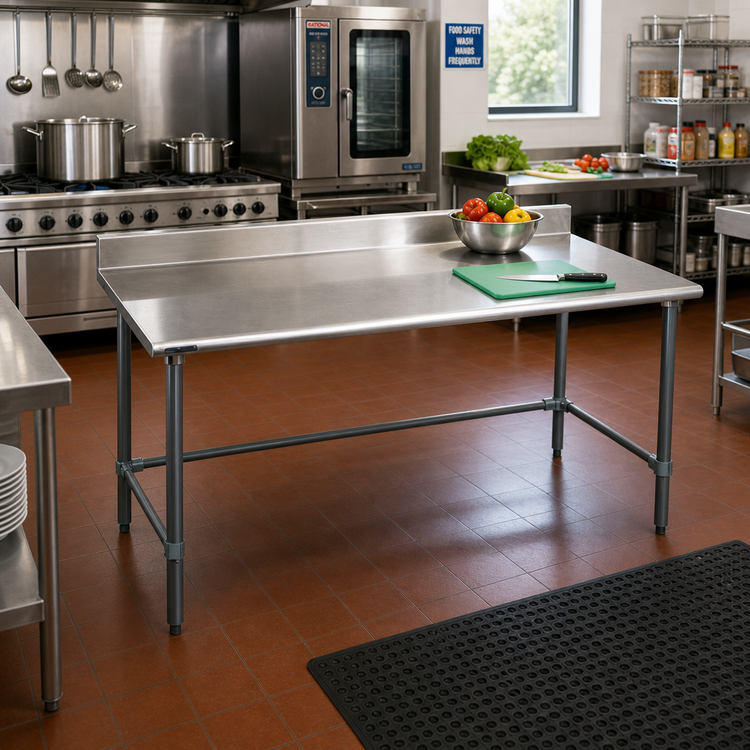 Product image #2 for BlendPort Budget Series 48-Inch x 24-Inch Stainless Steel Work Table with 4-1/2-Inch Backsplash and Galvanized Tubular Base
