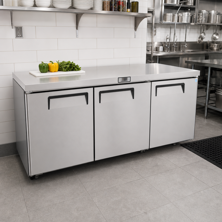 Product image #3 for Atosa Three-Section Undercounter Reach-In Refrigerator with Solid Doors