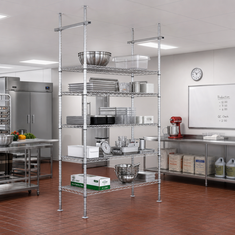 Product image #2 for Quantum 24-Inch Chrome-Plated Intermediate Overhead Track Shelving Kit