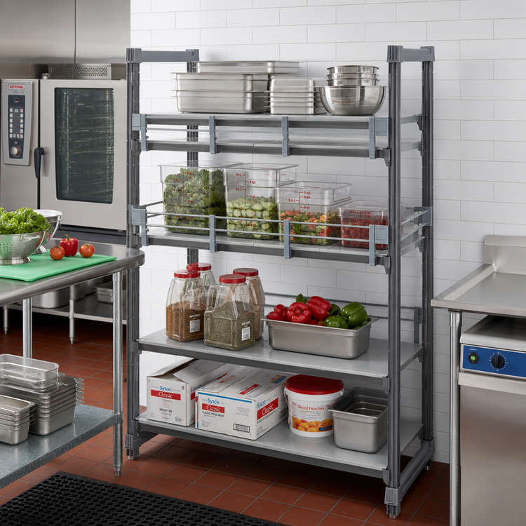 Product image #3 for Cambro Camshelving Elements 72-Inch x 14-Inch Full Shelf Rail Kit, Soft Gray