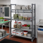 Thumbnail image #3 for Cambro Camshelving® Elements ESR1472151 Full Shelf Rail Kit, 72"L x 14"D x 4-1/4"H, Double-Level Polypropylene, Soft Gray