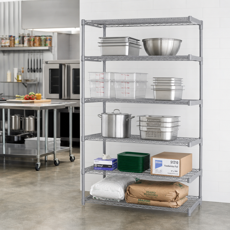 Product image #2 for Eagle Group Valu-Master 5-Tier Add-On Wire Shelving Unit, 42 x 24 x 74 Inches, Pewter Gray Epoxy Finish