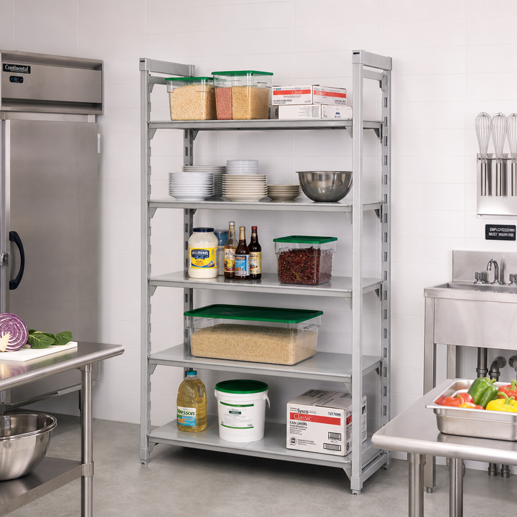Product image #3 for Cambro Camshelving Premium Solid Stationary Starter Unit, 24" Deep x 54" Long x 84" High, 5-Tier