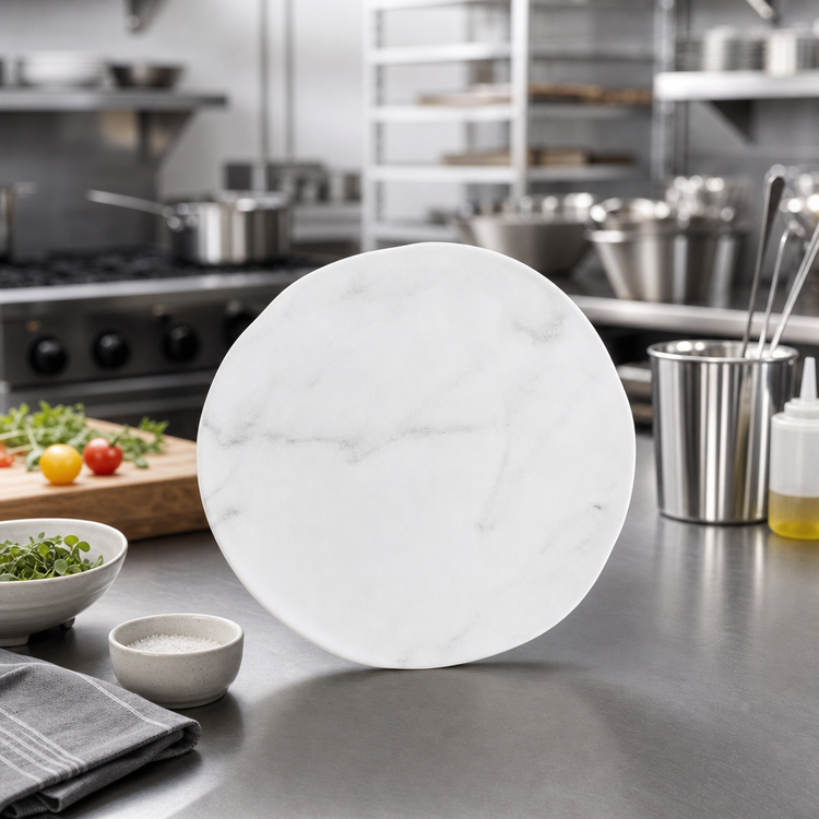 Product image #2 for Ridge 11-Inch Freeform Rimless Melamine Plate, White Marble