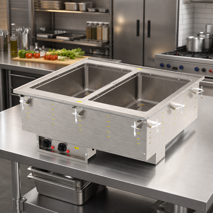 Product image #2 for Vollrath Two-Well Drop-In Electric Hot Food Well with Marine-Grade 316 Stainless Steel Wells, Infinite Controls, and Manifold Drain