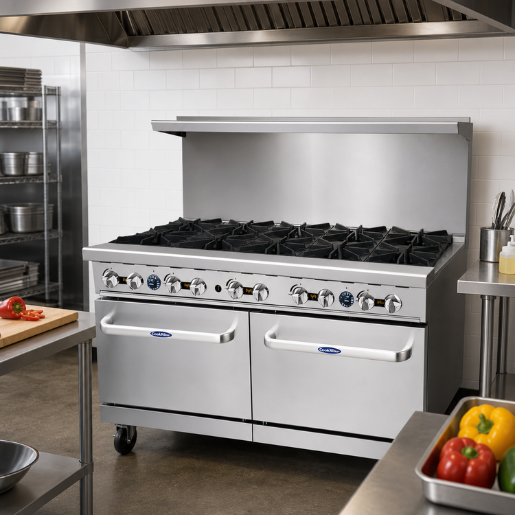 Product image #3 for CookRite AGR-10B-NG 60-Inch Natural Gas Open Burner Range with 10 Burners, 2 Standard Ovens, Backriser & Hi-Shelf