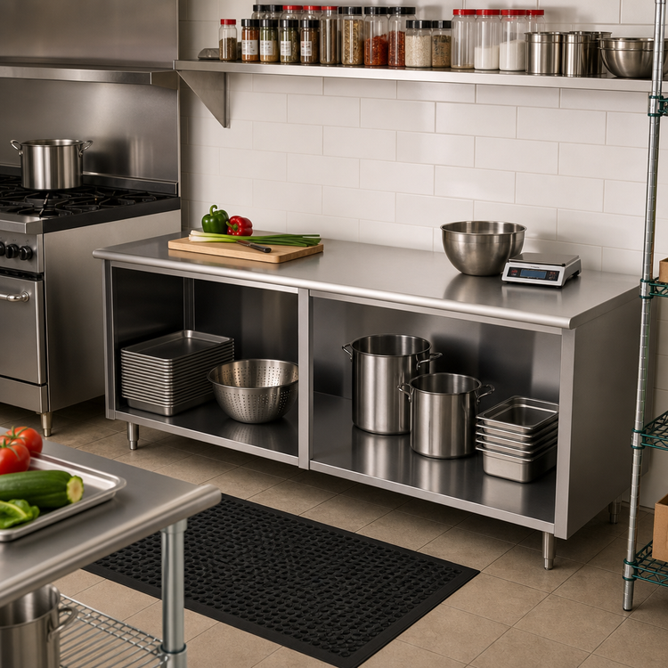 Product image #2 for Advance Tabco Special Value Economy 96-Inch x 24-Inch Flat Top Open Base Stainless Steel Work Table