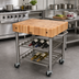 Thumbnail image #3 for John Boos Cucina D'Amico Maple End Grain Butcher Block Wine Cart with Stainless Steel Base