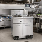 Thumbnail image #2 for Imperial (Middleby) IFSCB150EUC 50 lb. Commercial Electric Floor Fryer with Computer Controls, Built-In Filter and Dump Station