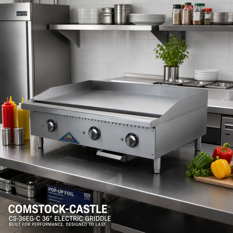 Product image #2 for Comstock-Castle CS-36EG-C 36-Inch Countertop Electric Griddle with Chrome-Coated Griddle Plate