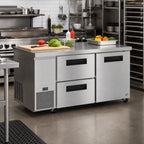 Thumbnail image #2 for Hoshizaki Steelheart ULR60B-D2 60-Inch Two-Section Undercounter Refrigerator, One Solid Door, Two Drawers, Stainless Steel, 17.22 Cu. Ft.