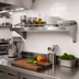 Thumbnail image #2 for John Boos Cucina Mensola Grandé 24-Inch Wall-Mounted Stainless Steel Shelf with Galley Rail