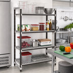 Thumbnail image #2 for Cambro Camshelving® Elements EXU242464V4480 4-Shelf Vented Stationary Polymer Shelving Starter Unit, 24 x 24 x 64 in, Speckled Gray
