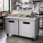 Thumbnail image #2 for Hoshizaki Steelheart SR60B-12 60-Inch 2-Section Sandwich Top Prep Refrigerator, 12-Pan Rail, Stainless Steel