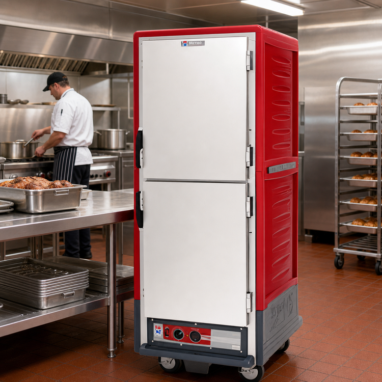 Product image #2 for Metro C5 3 Series Full-Height Mobile Heated Holding Cabinet with Dutch Insulated Aluminum Doors, 34 Full-Size Pan Capacity