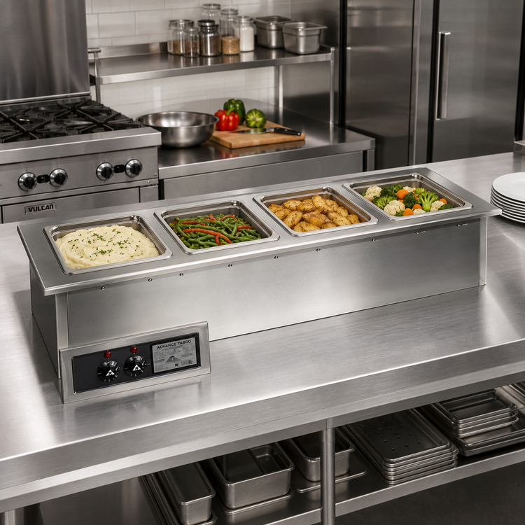 Product image #2 for Advance Tabco Slimline Drop-In 4-Well Sealed Electric Hot Food Well, 208/240V