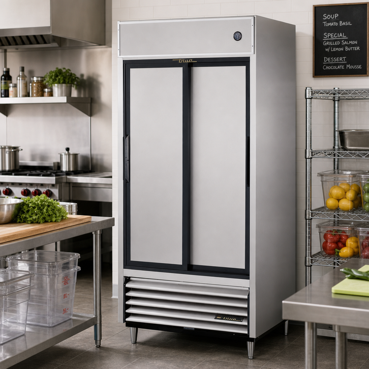 Product image #2 for True TSD-33-HC 39 1/2 Inch Two-Section Reach-In Refrigerator with Stainless Steel Sliding Doors