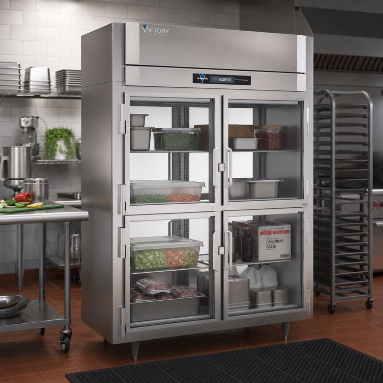 Product image #3 for Victory UltraSpec Extra-Wide Pass-Thru Two-Section Glass Half-Door Freezer