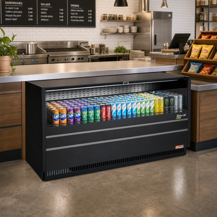 Product image #3 for Turbo Air TOM-60UC-W(B)-N 60-Inch Low Profile Drop-In Horizontal Open Refrigerated Display Case, 8.6 Cu. Ft., R290