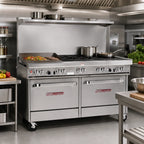 Thumbnail image #2 for Southbend (Middleby) Ultimate 4604AC-3T 60-Inch Gas Restaurant Range with 4 Burners, 36-Inch Thermostatic Griddle, Convection Oven and Cabinet Base
