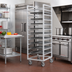 Thumbnail image #2 for Channel Aluminum Cafeteria Tray Rack with 5 Inch Swivel Plate Casters, Single Section, End Load, 28-Tray Capacity, 15 x 20 Tray Size, 64 Inch H