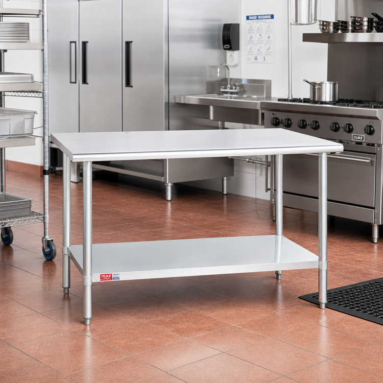 Product image #2 for Duke Stainless Steel Work Table, 48-Inch Wide x 30-Inch Deep, 36-Inch High, Open Base with Undershelf, Without Backsplash