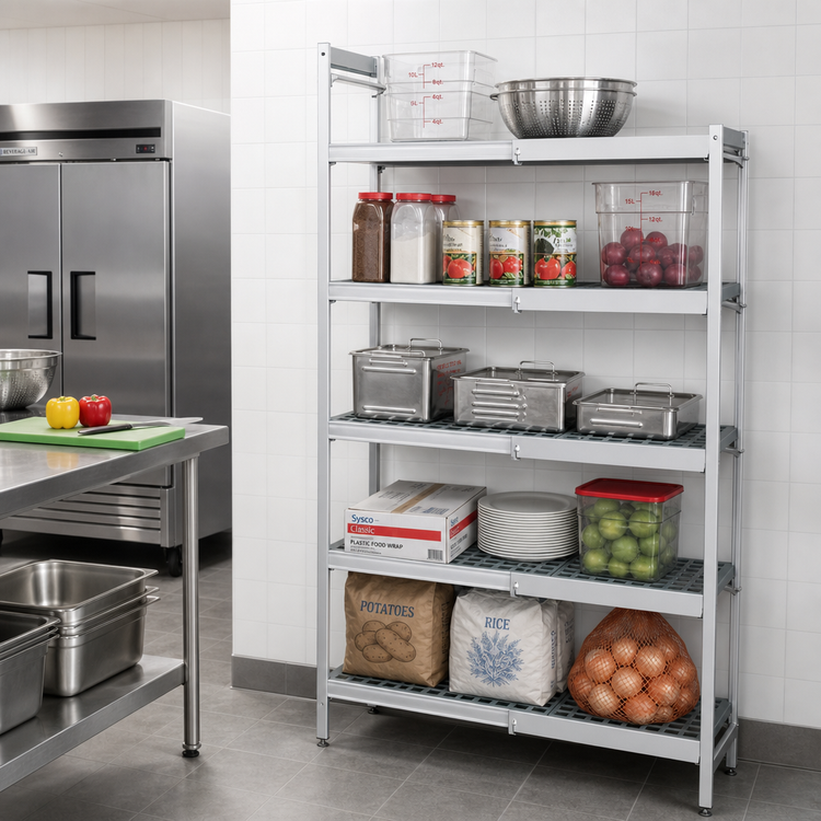 Product image #2 for Fermostock 5-Tier Corner Expansion Polymer Shelving Unit, 42"W x 18"D x 83"H