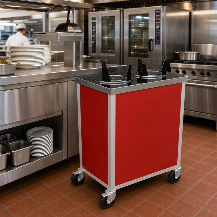 Product image #2 for Atlas Metal MEPD2H-5-3/4 Heated Mobile Plate Dispenser with (2) Tubes for 5-3/4" Plates