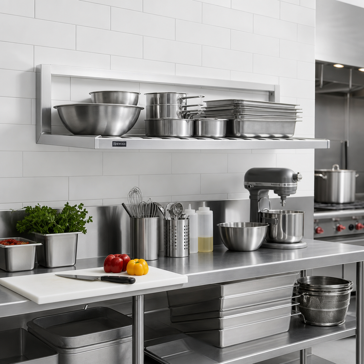 Product image #2 for New Age Inverted Wall-Mounted Shelf, 60W x 20D, 12-Gauge Aluminum