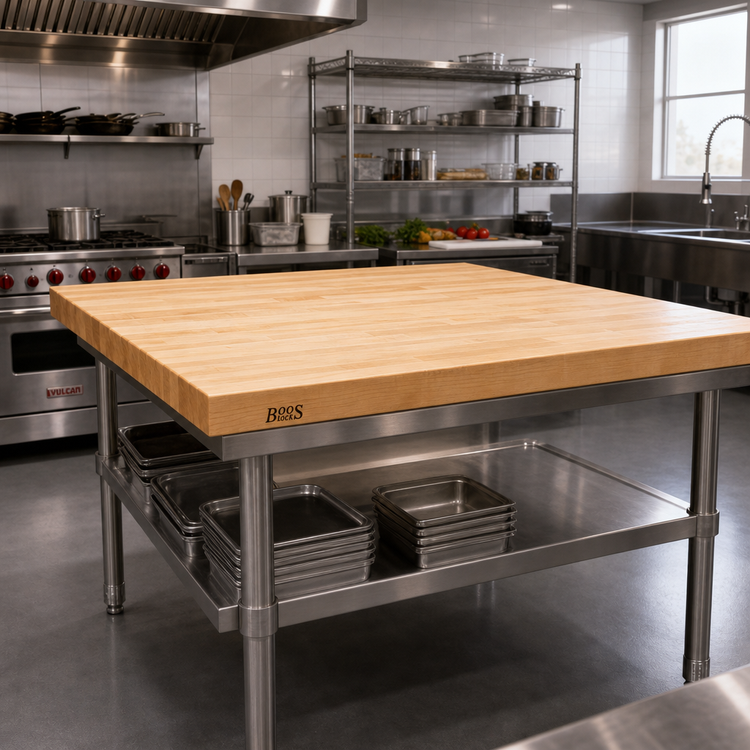Product image #2 for John Boos 48 Inch x 48 Inch Wood Work Table Top, Edge Grain Flat Top, Northern Hard Rock Maple, 2-1/4 Inch Thick