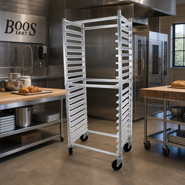 Product image #2 for John Boos Mobile Side-Loading Aluminum Bun Pan Rack, 20-Pan Capacity