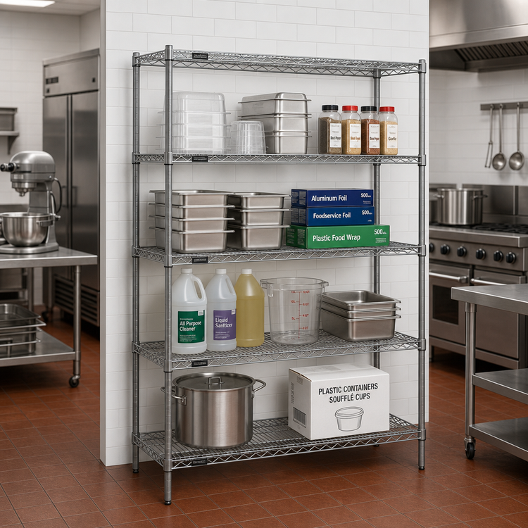 Product image #2 for Eagle Group Valu-Master Red-i-Pak Stationary 4-Tier Wire Shelving Unit, 60 x 24 x 63 Inches, Pewter Gray Epoxy Finish