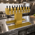Thumbnail image #2 for Glastender Double-Sided 16-Faucet Countertop Glycol-Cooled Draft Dispensing Tower, Polished Brass Finish