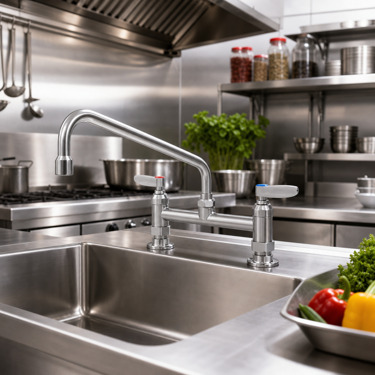 Product image #3 for EverSteel Double Pantry Deck-Mount Mixing Faucet, 8-Inch Centers, 12-Inch Swing Nozzle