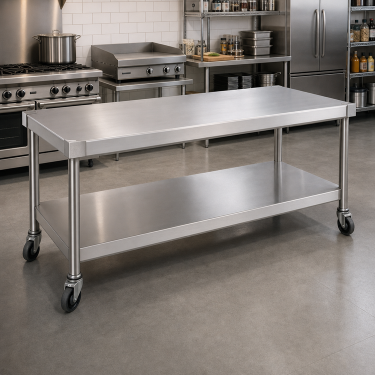 Product image #2 for Jade Range ST-96 96" Stainless Steel Open Base Equipment Stand with Undershelf