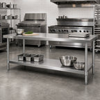 Thumbnail image #2 for John Boos SSK4-3084 84" x 30" Work Table Undershelf, 14 Gauge Type 300 Stainless Steel, #4 Satin Finish, Knockdown