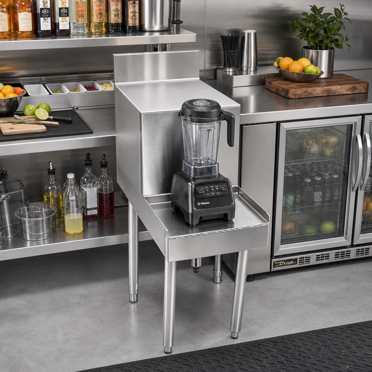 Product image #2 for CHOICE by Glastender Freestanding Stainless Steel Underbar Blender Station with Filler Board and 9-Inch Blender Shelf, 12 x 24 Inches