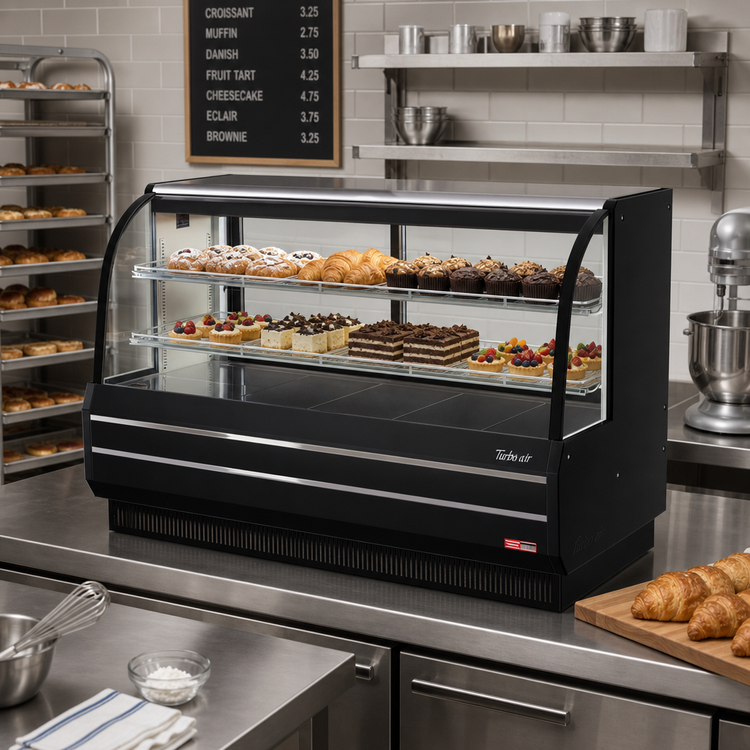 Product image #3 for Turbo Air Countertop Curved Glass Non-Refrigerated Bakery Display Case, 72 1/2 Inch, 23.2 Cu. Ft.