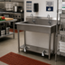 Thumbnail image #1 for Advance Tabco FS-FM-48FV 2-Station Freestanding Stainless Steel Multi-Wash Hand Sink with Toe-Push Valves and Gooseneck Spouts, 48 Inch Wide