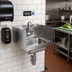 Thumbnail image #2 for BK Resources Wall-Mounted 304 Stainless Steel Hand Sink with Side Splashes and Faucet, 14 x 10 x 5-Inch Bowl